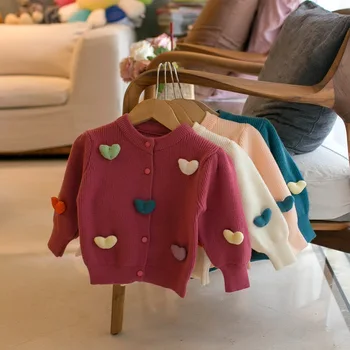 בנות סוודר 2023 הסתיו-חורף החדשה של הילדים סוודר בנות אוהבת קרדיגן העליון צבע ממתקים חמוד סרגה סוודר מעיל
